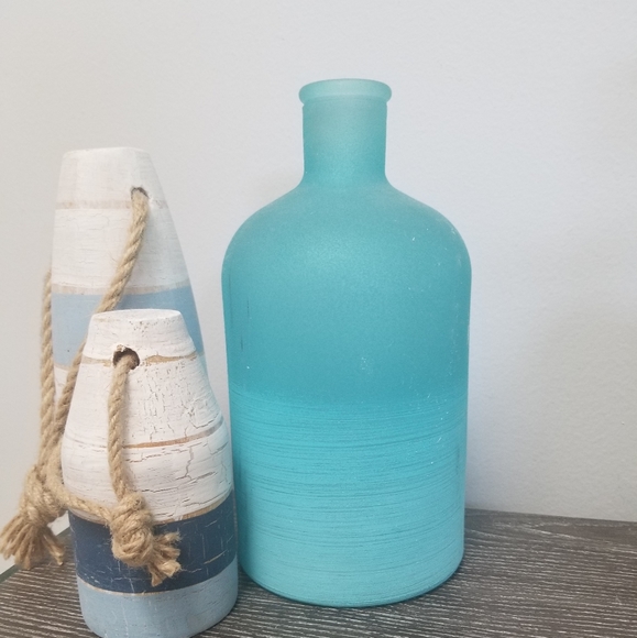8" Sea Glass Blue Vase